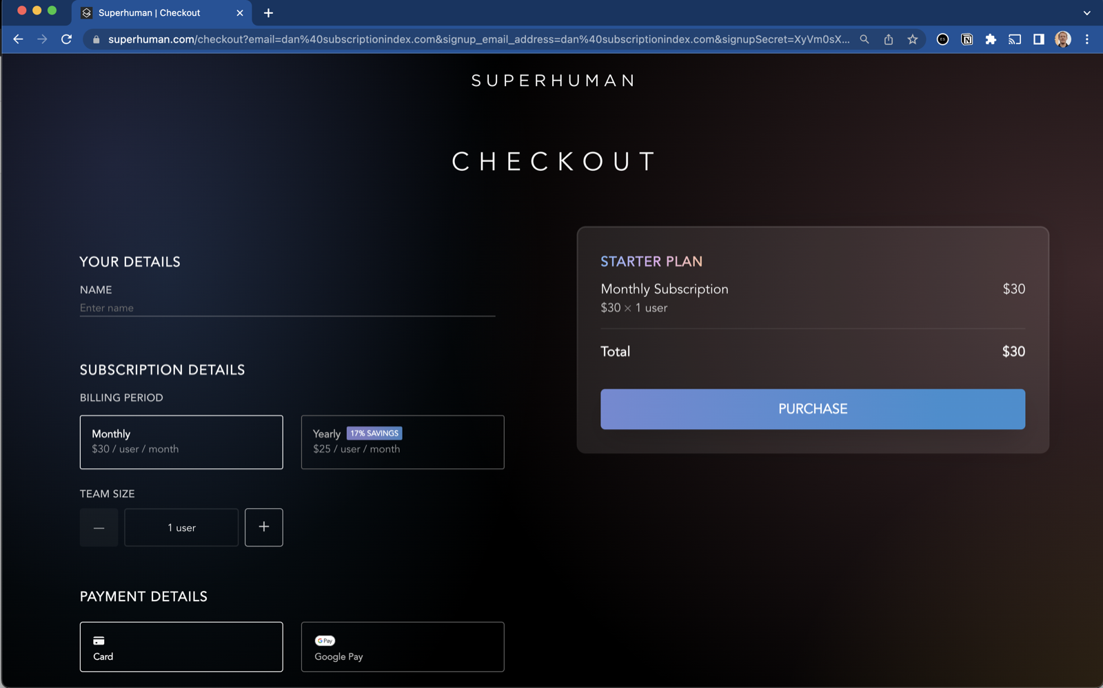 Superhuman's onboarding setup step where the user configures their inbox and keyboard preferences during the white-glove session